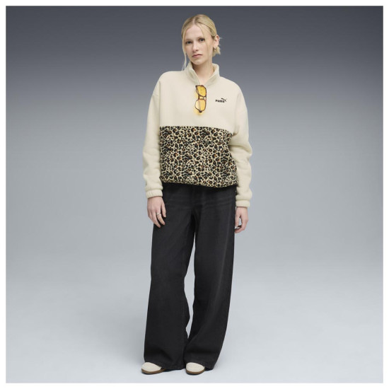 Puma Γυναικείο φούτερ Essentials Graphic Animal Relaxed Half-Zip Crew Puma Γυναικείο φούτερ Essentials Graphic Animal Relaxed Half-Zip Crew